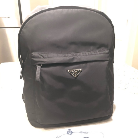 Prada Black Unisex Nylon Tessuto Front Zip Backpack (Large) - Picture 4 of 15